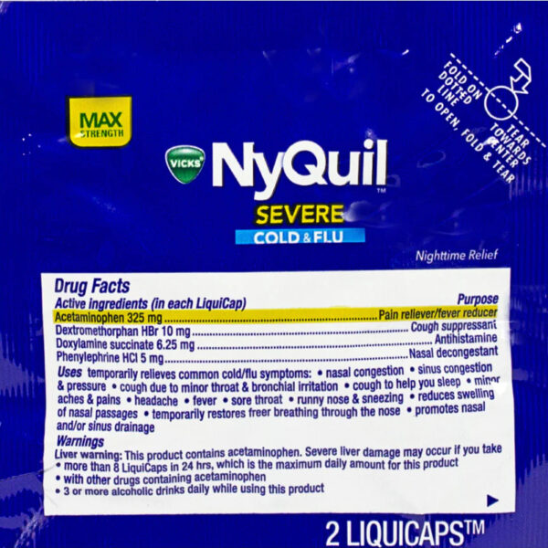 Nyquil Severe Cold & Flu 32 Packets Of 2 Liquicaps