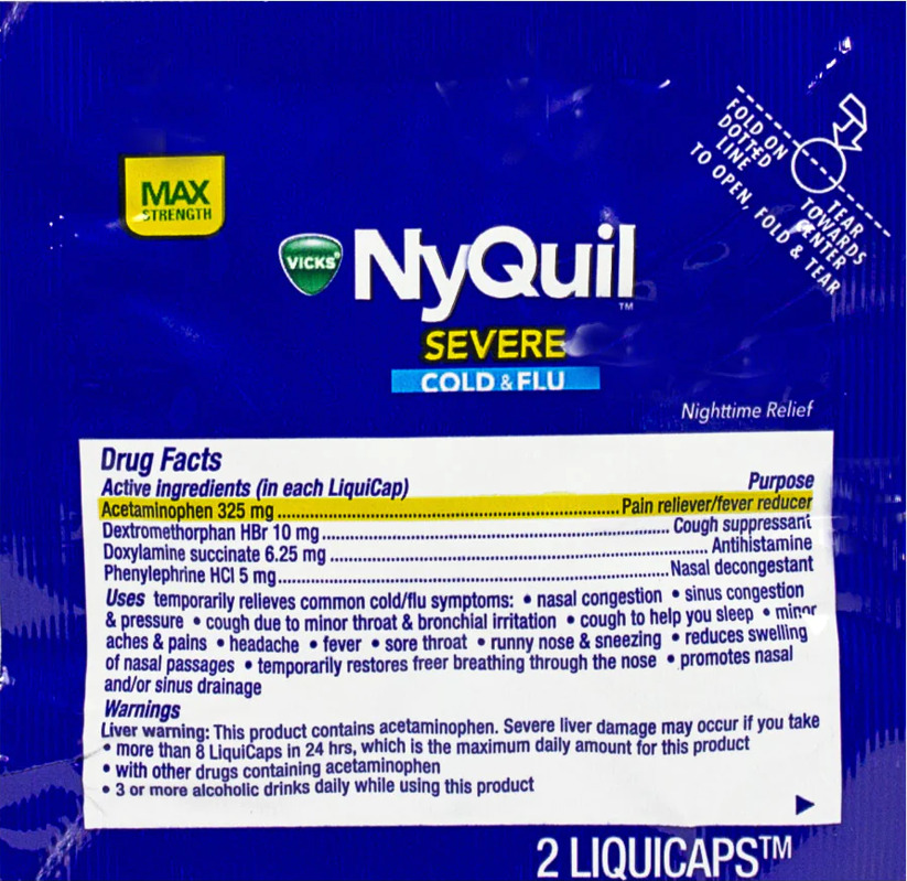 Nyquil Severe Cold & Flu 32 Packets Of 2 Liquicaps Nyquil Severe Cold & Flu 32 Packets Of 2 Liquicaps - Image 1