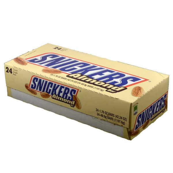 Snickers Almond Singles Size Chocolate Candy Bars 1.76-Ounce Bar 24-Count Box
