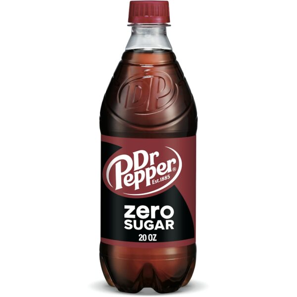 Dr Pepper Zero Sugar Soda - 20 Ounce Bottle - Refreshing Soft Drink