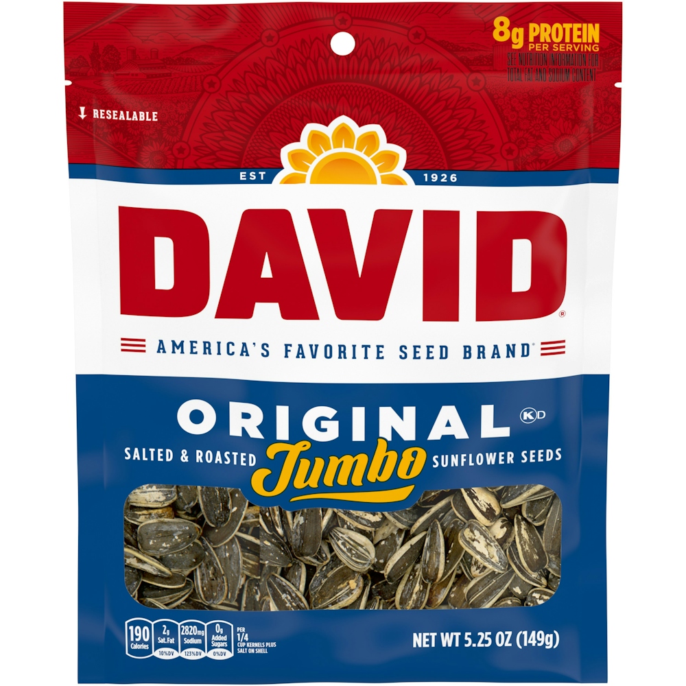David Salted & Roasted Original Jumbo Sunflower Seeds 5.25 Oz David Salted & Roasted Original Jumbo Sunflower Seeds 5.25 Oz - Image 1
