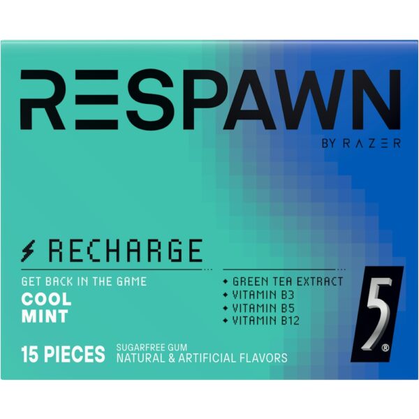 5 Respawn Cool Mint Sugar Free Mental Focus Chewing Gum – 15 Sticks 5 Respawn Cool Mint Sugar Free Mental Focus Chewing Gum – 15 Sticks