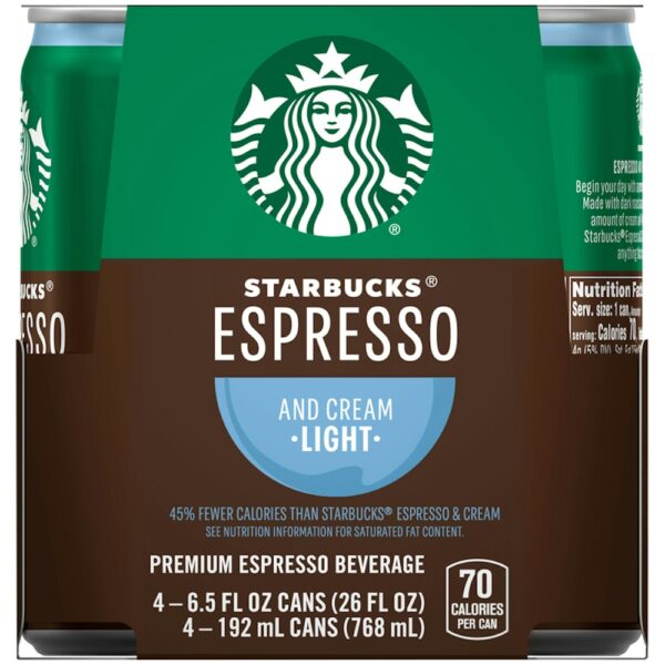 Starbucks Doubleshot Light Espresso + Cream Premium Coffee Drink, 6.5 Fl Oz Starbucks Doubleshot Light Espresso + Cream Premium Coffee Drink, 6.5 Fl Oz
