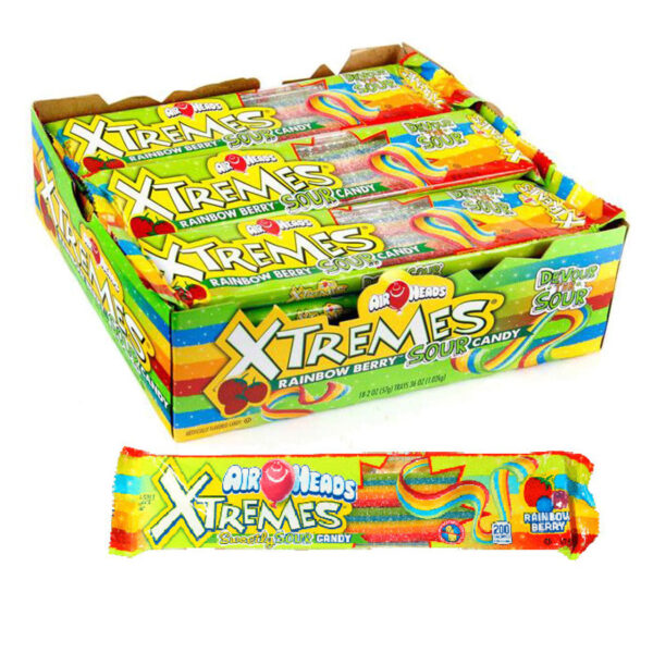 Airheads Xtremes Rainbow Berry Sour Candy Belts 2oz – 18ct Airheads Xtremes Rainbow Berry Sour Candy Belts 2oz – 18ct
