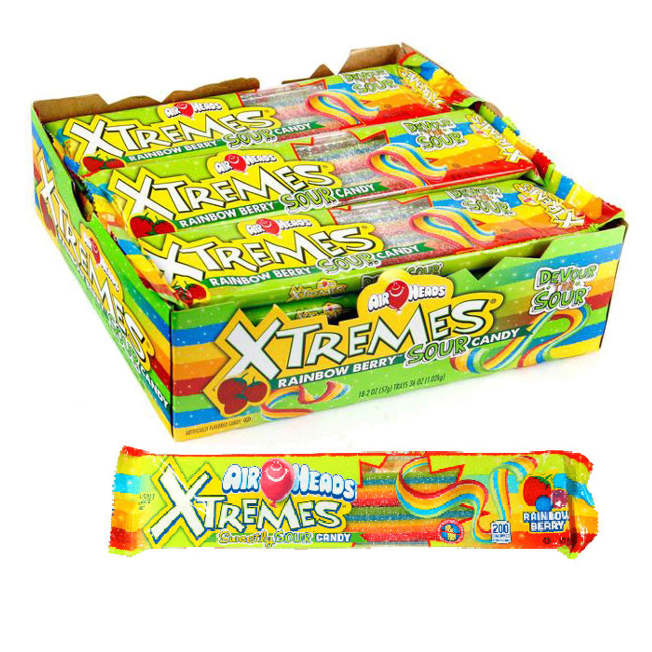 Airheads Xtremes Rainbow Berry Sour Candy Belts 2oz – 18ct Airheads Xtremes Rainbow Berry Sour Candy Belts 2oz – 18ct