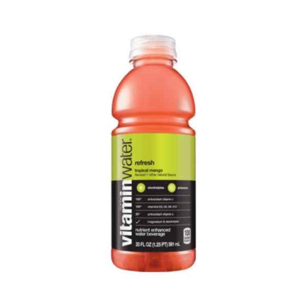 Glaceau Vitaminwater Refresh Electrolyte Enhanced Water W/ Vitamins, Tropical Mango Drinks 32 Fl Oz