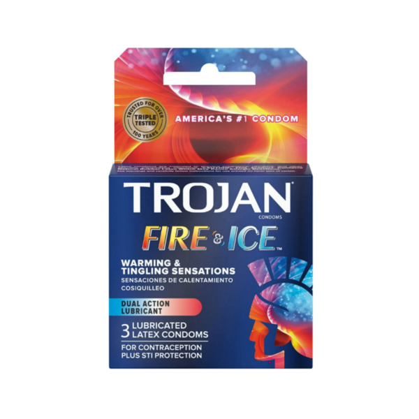 Trojan Fire & Ice Dual Action Lubricant 3 Latex Condoms Trojan Fire & Ice Dual Action Lubricant 3 Latex Condoms