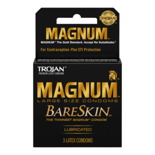 Trojan Magnum, Condoms, Lubricated, Bareskin, Large Size