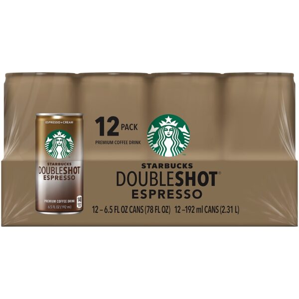 Starbucks Ready To Drink Coffee, Espresso & Cream, 6.5oz Cans (12 Pack) (Packaging May Vary)