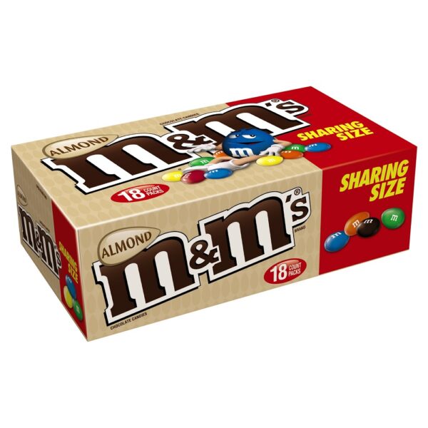 M&M’s Almond Chocolate Candy Sharing Size 2.83-Ounce Pouch 18-Count Box