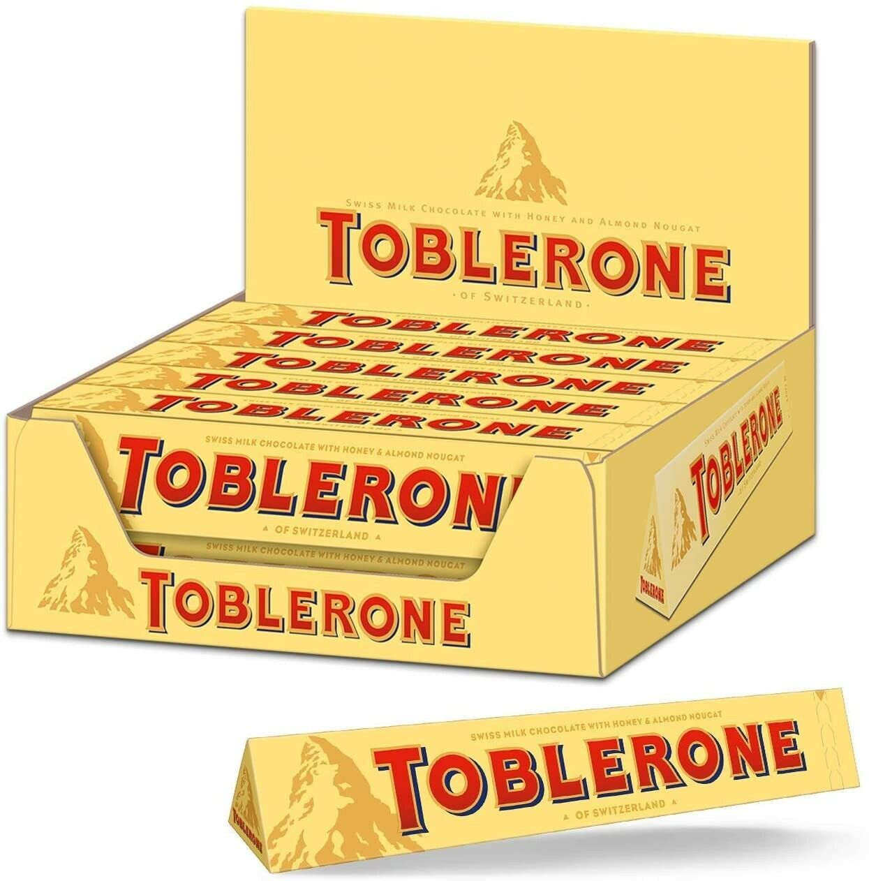 Toblerone Swiss Milk Chocolate Honey & Almond Nougat (100gm) Toblerone Swiss Milk Chocolate Honey & Almond Nougat (100gm)