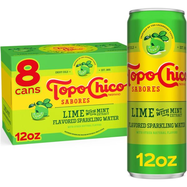 Topo Chico Sabores Lime With Mint Extract Flavored Sparkling Water Portable Cans, 12 Fl Oz Topo Chico Sabores Lime With Mint Extract Flavored Sparkling Water Portable Cans, 12 Fl Oz
